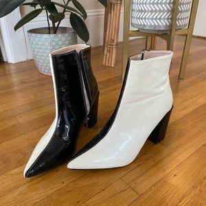 Black and white two tone booties